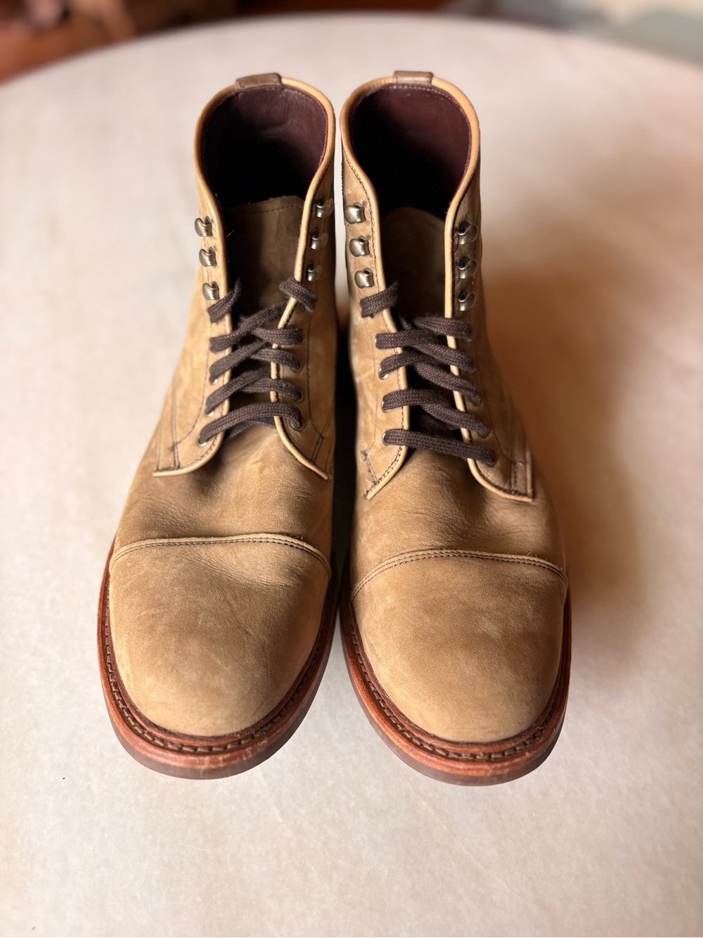 Allen Edmonds Tan Suede Cap Toe Ankle Boots Dainite Sole Weather Proof Size 11